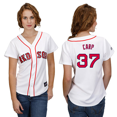 Mike Carp #37 mlb Jersey-Boston Red Sox Women's Authentic Home White Cool Base Baseball Jersey